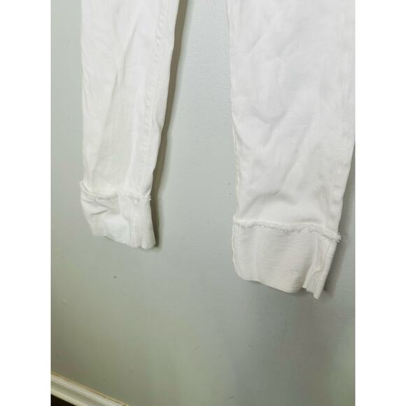 7 FOR ALL MANKIND White Cotton Blend Cuffed Hems Logan Straight Leg Jeans 25 - Picture 12 of 16
